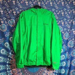 Lime green rain coat